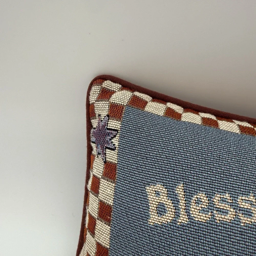 Vintage Jim Shore Throw Tapestry Pillow‎ Bless This Bounty Cottage Fruit Clean